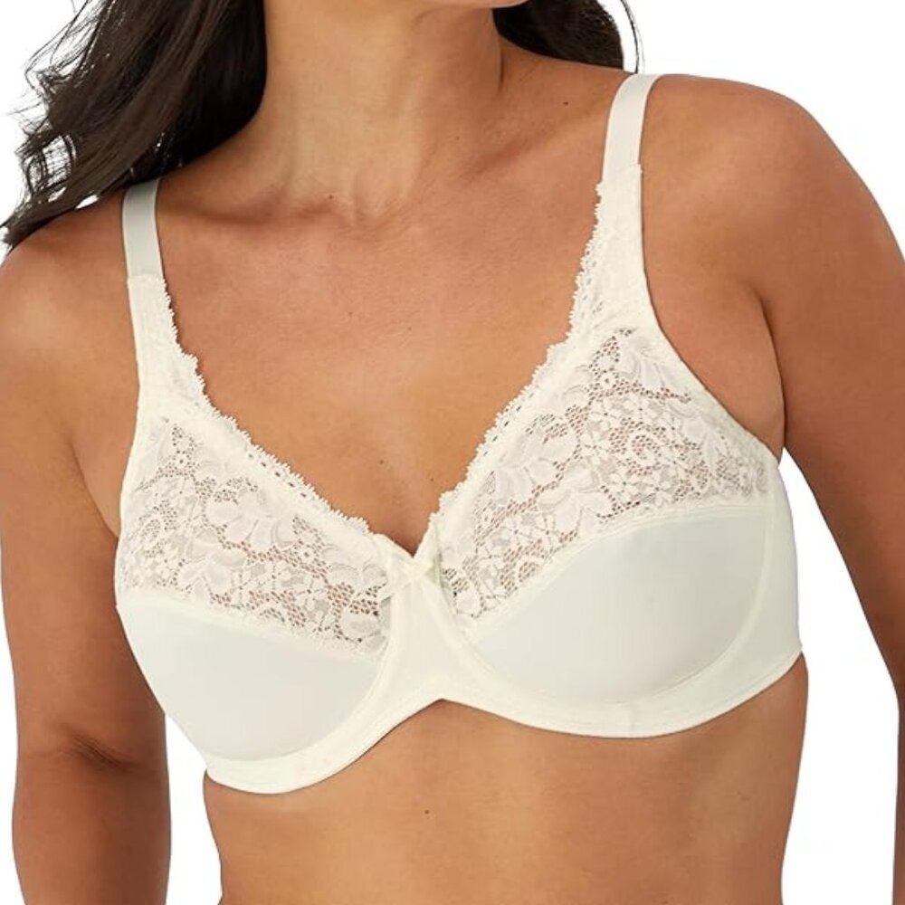 Bali Lilyette Minimizer Bra LY0428 38DD Pearl Lace Microfiber Full Coverage NWT - Picture 2 of 2